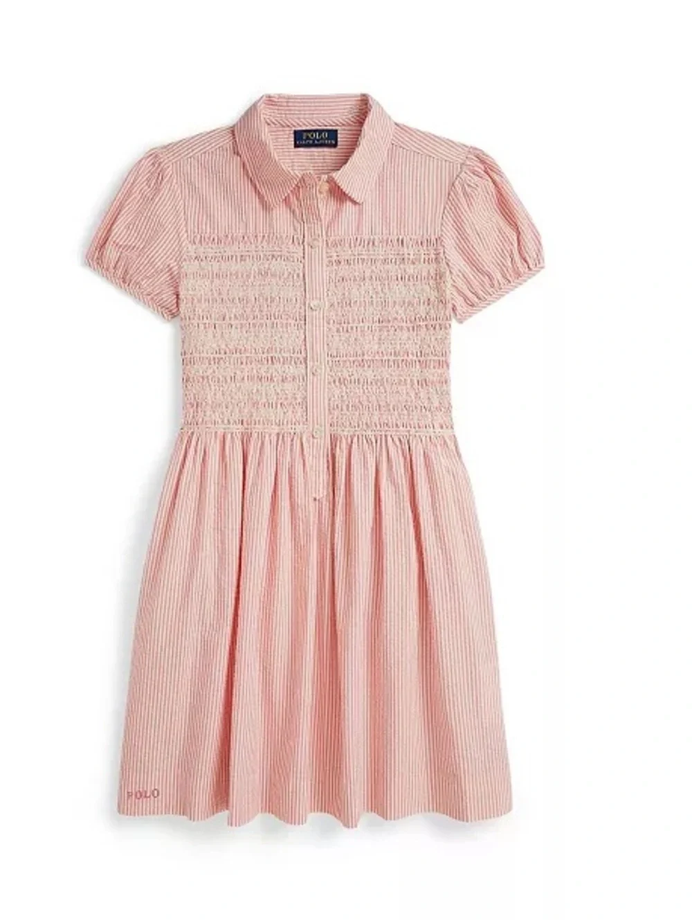 POLO Ralph Lauren Pink Seersucker Smocked Dress ~ Size 14